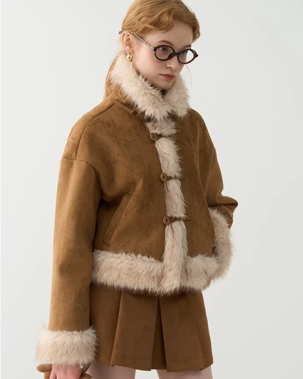 High-Neck Suede Mustang Coat JIU0027