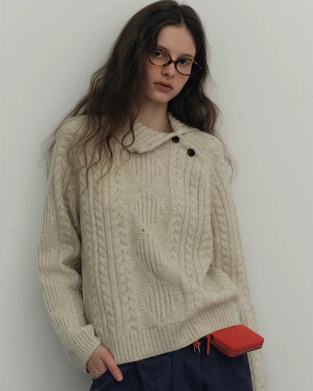 Asymmetrical Loose Cable Knit RLZ0018