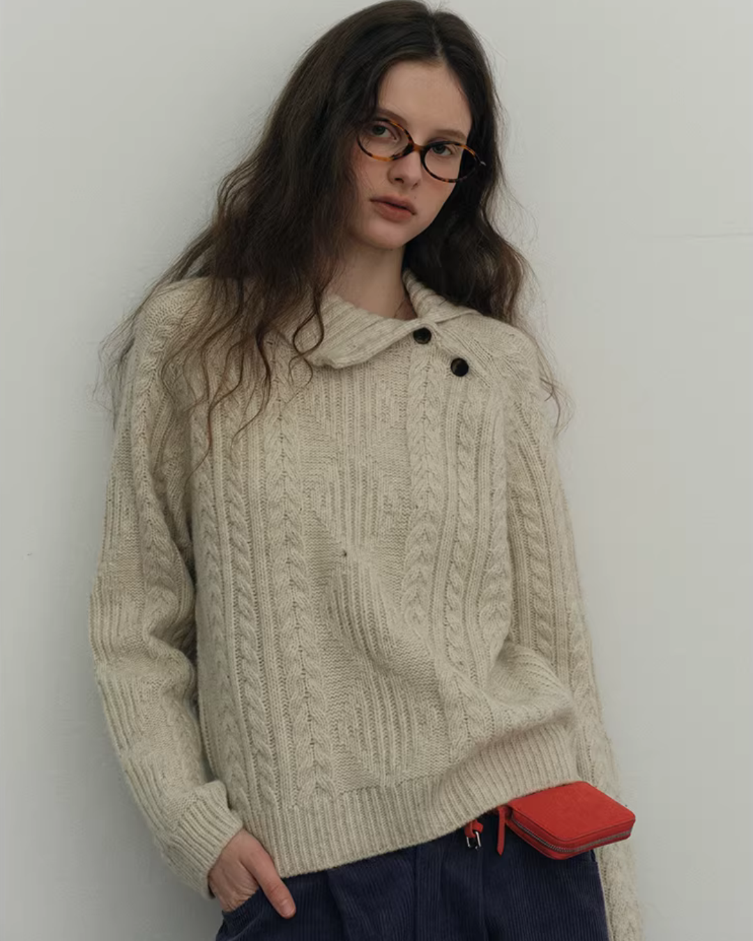 Asymmetrical Loose Cable Knit RLZ0018