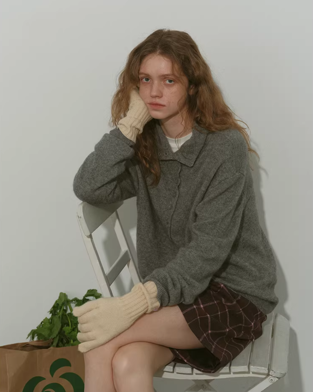 Wool Half-Turtleneck Knit Cardigan RLZ0013