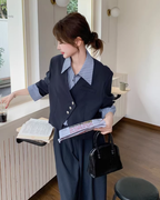 Striped Patchwork Jacket / Wide Pants QAZ0020
