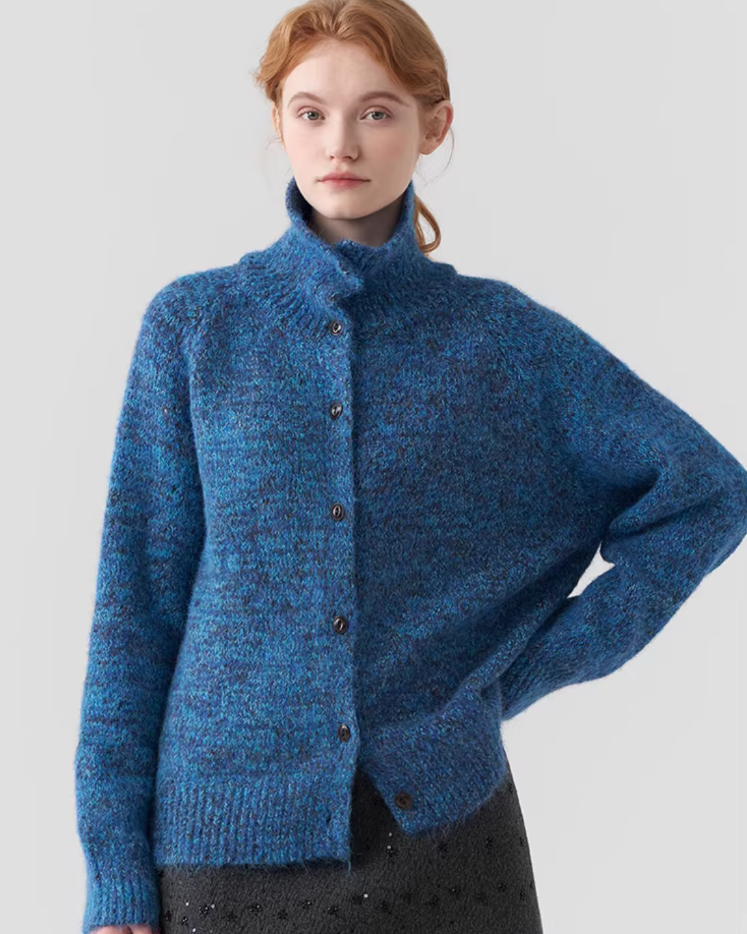 Stand Neck Knit Cardigan JIU0043