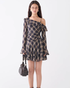 Ruffle Plaid Short Dress JIU0018