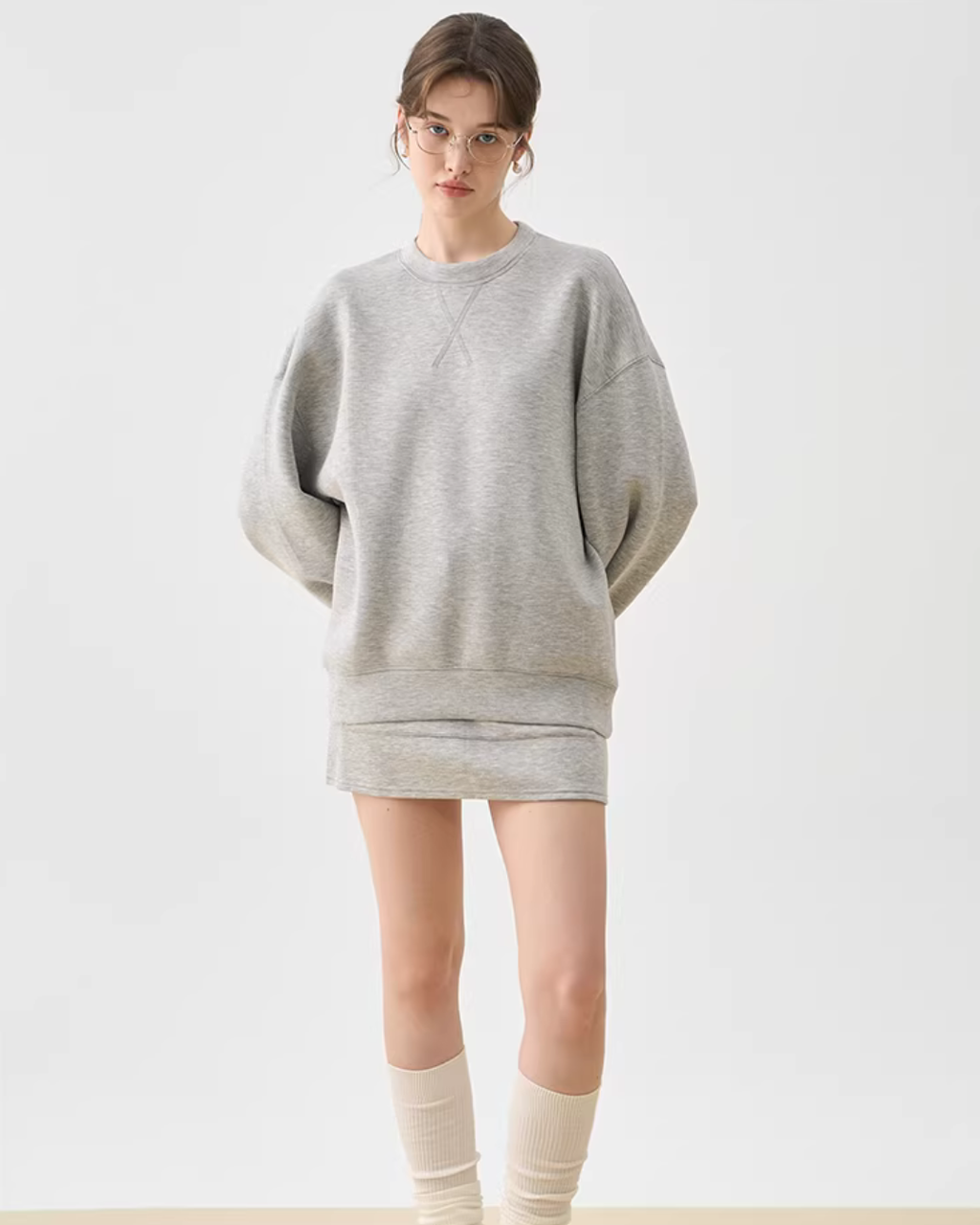 Sweatshirt Long-Sleeve Top / Mini Skirt JIU0025