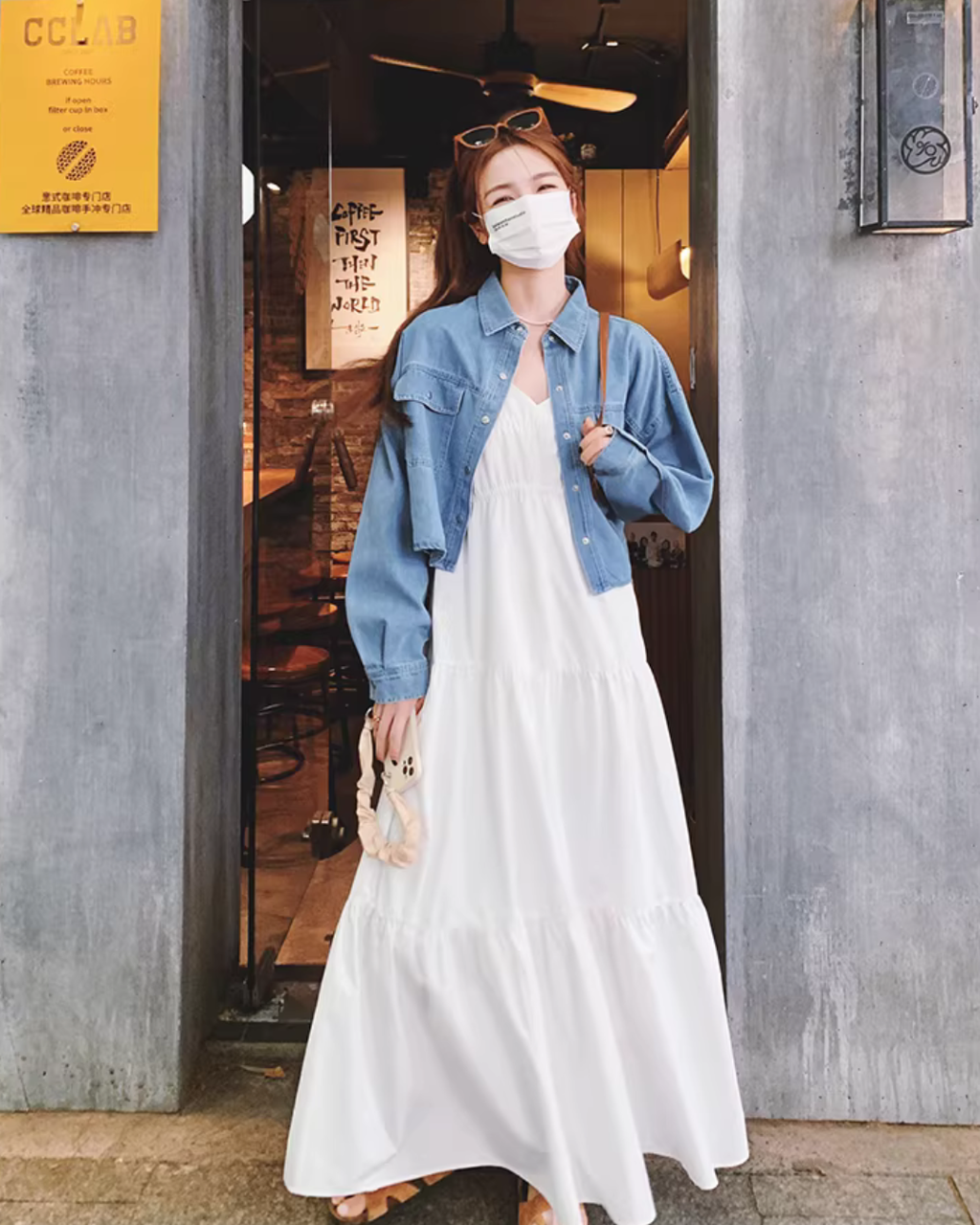 Denim Shirt / Cami Flare Dress QAZ0029