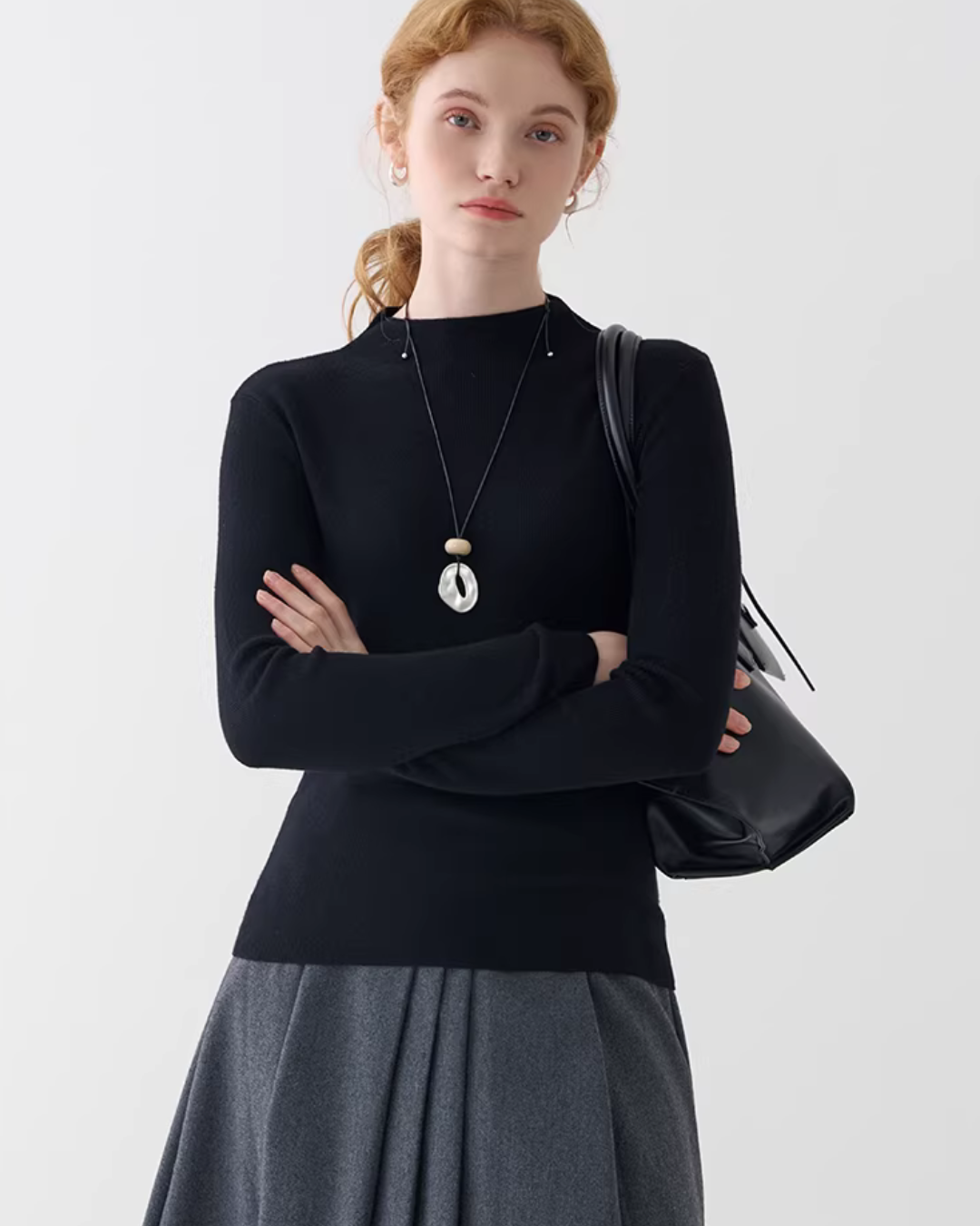 Mock Neck Knit Top JIU0034