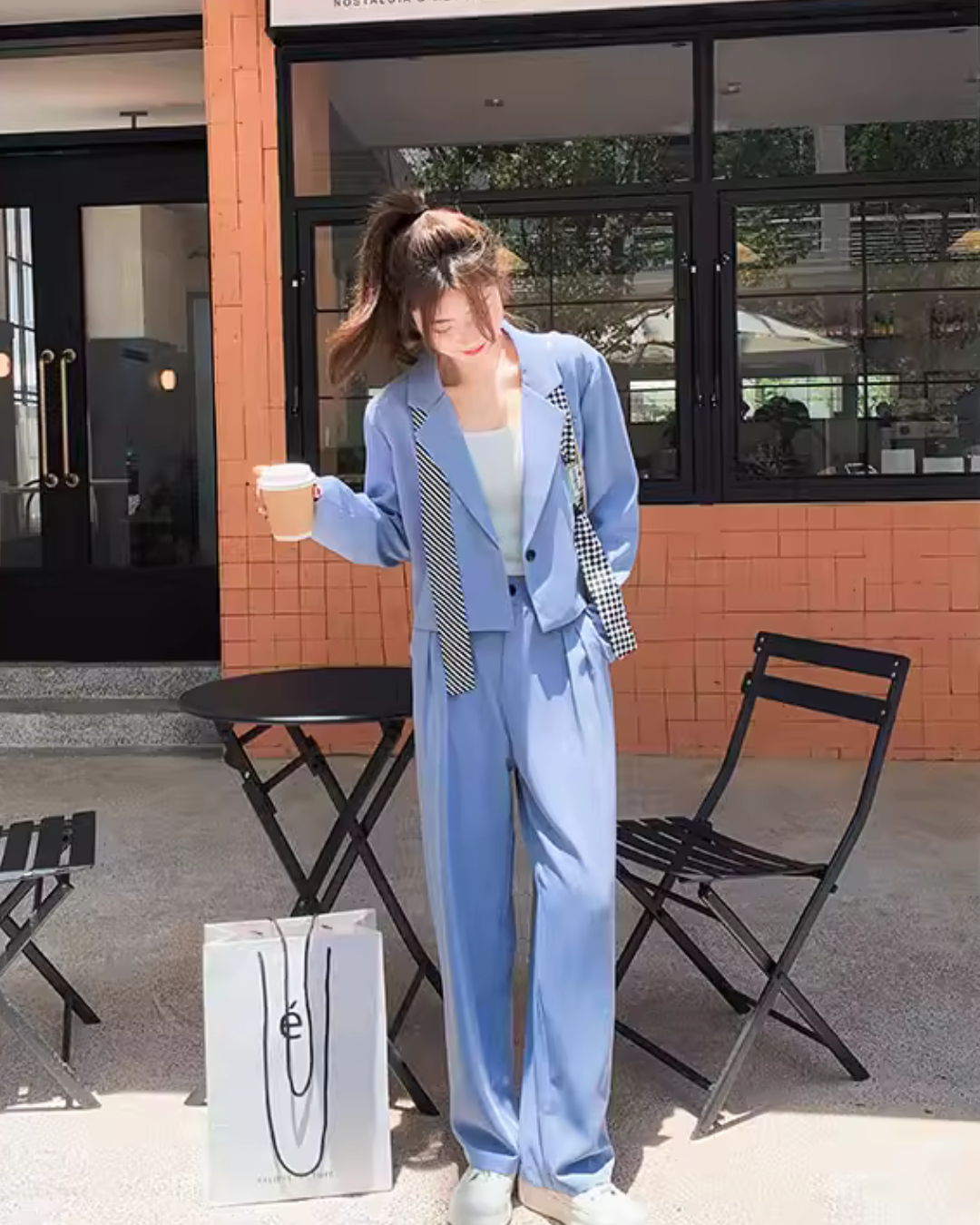 Cropped-Length Jacket / Tuck Wide Pants QAZ0067