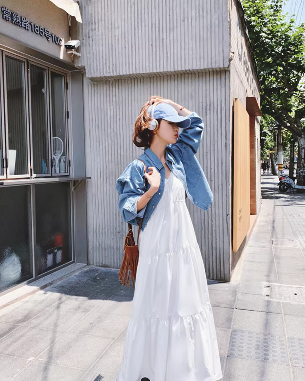 Denim Shirt / Cami Flare Dress QAZ0029