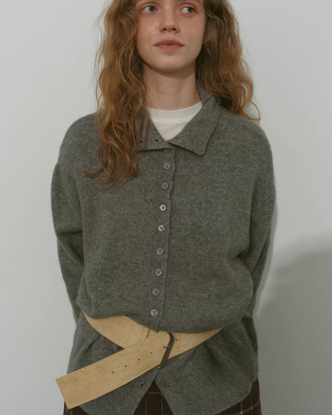 Wool Half-Turtleneck Knit Cardigan RLZ0013