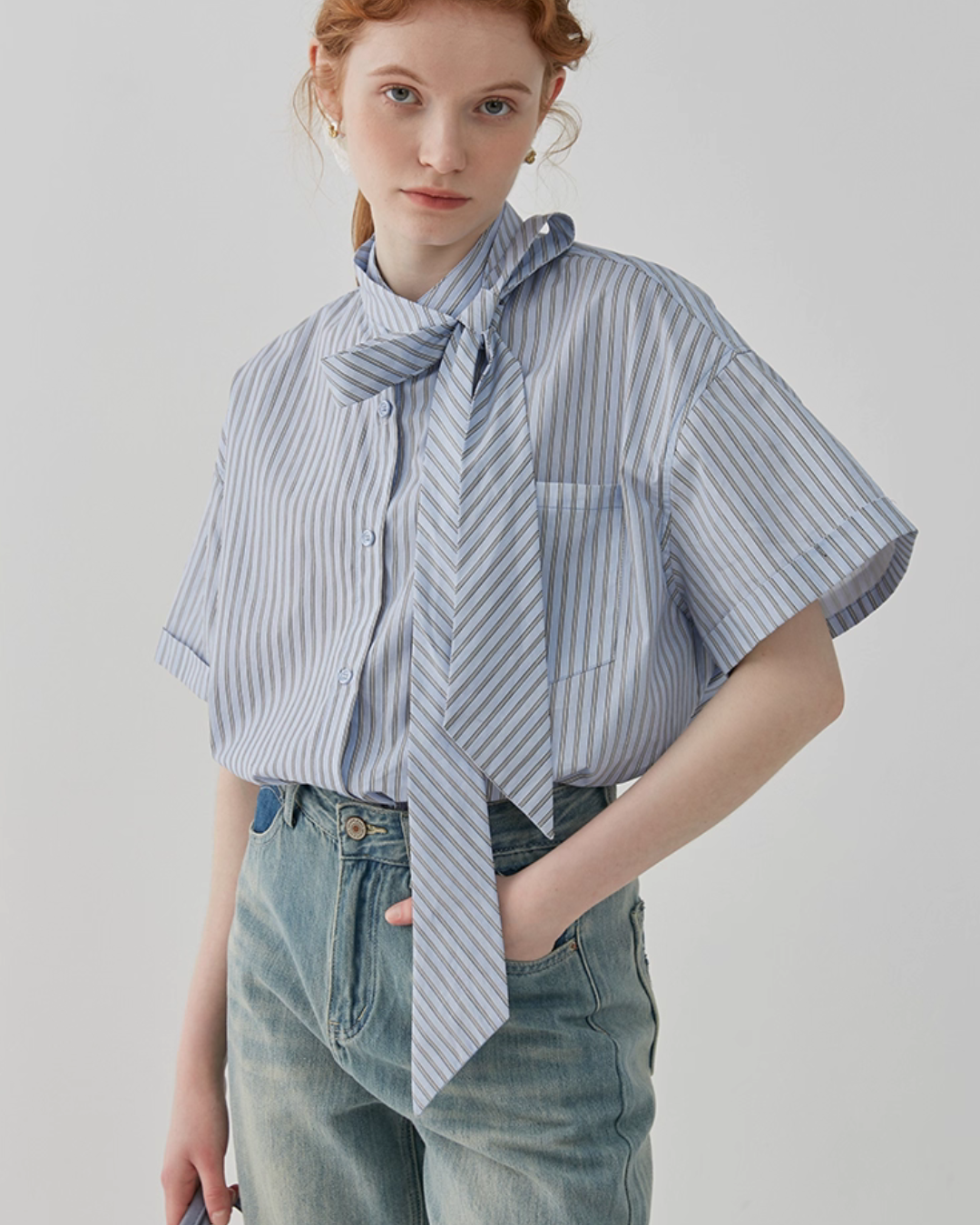 Bow Tie Striped Shirt JIU0016