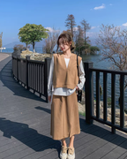 White Long-Sleeve Top / Vest / Skirt QAZ0002