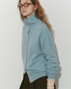 Wool Half-Turtleneck Knit Cardigan RLZ0013