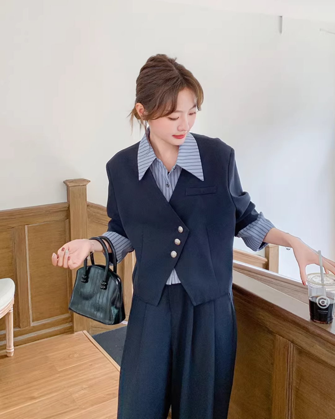 Striped Patchwork Jacket / Wide Pants QAZ0020