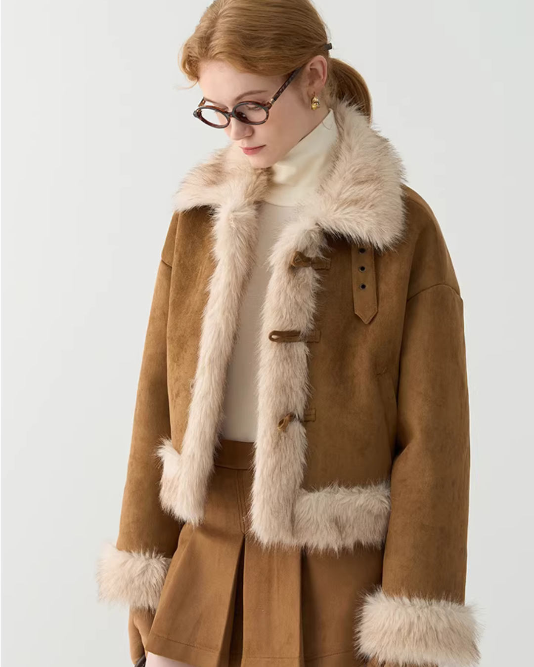 High-Neck Suede Mustang Coat JIU0027