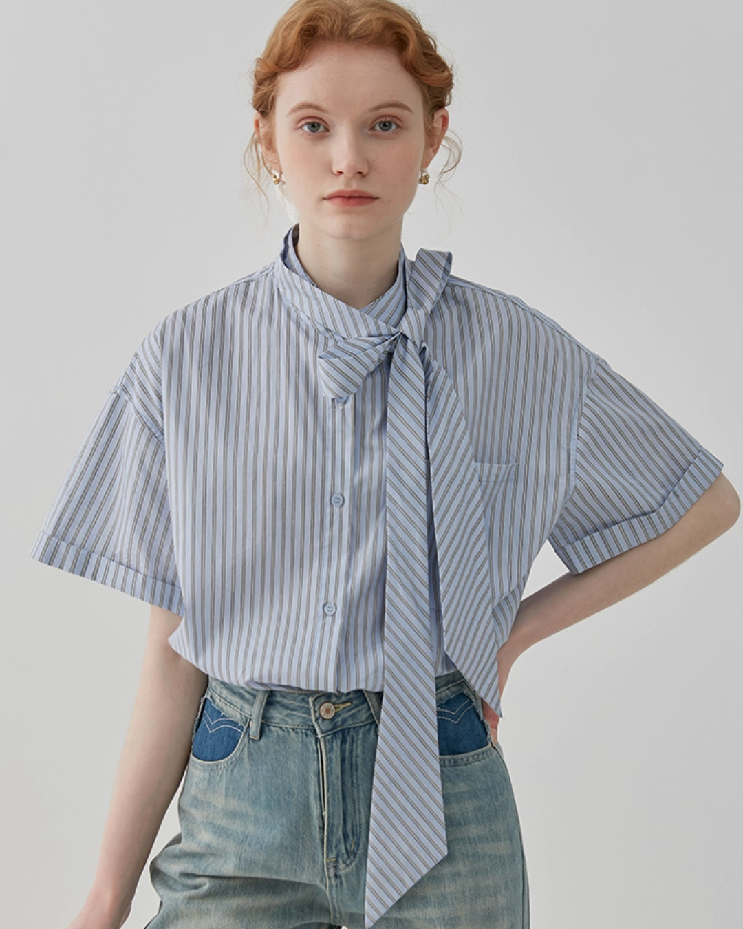 Bow Tie Striped Shirt JIU0016
