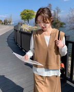 White Long-Sleeve Top / Vest / Skirt QAZ0002