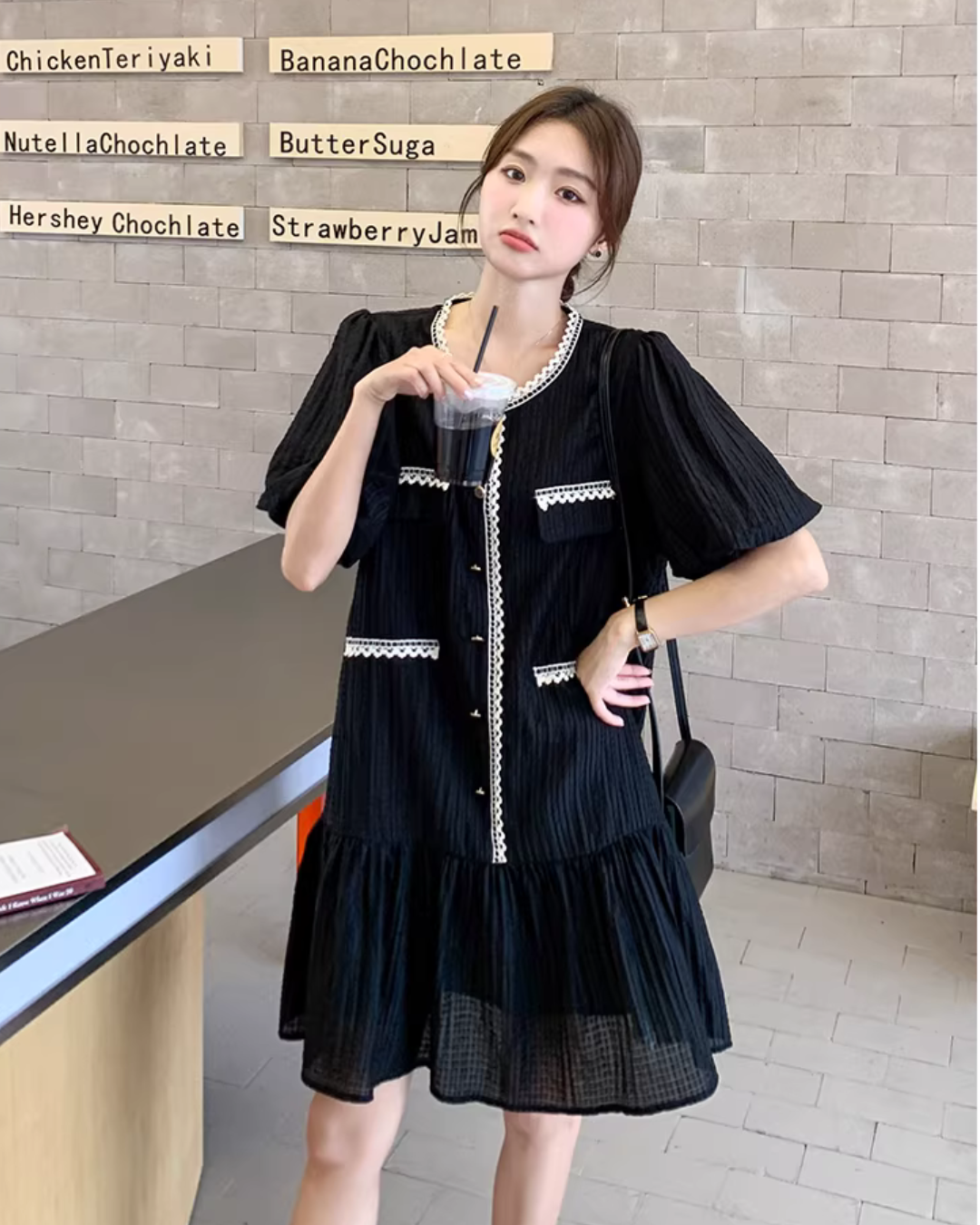 Tiered Short-Sleeve Mini Dress QAZ0097
