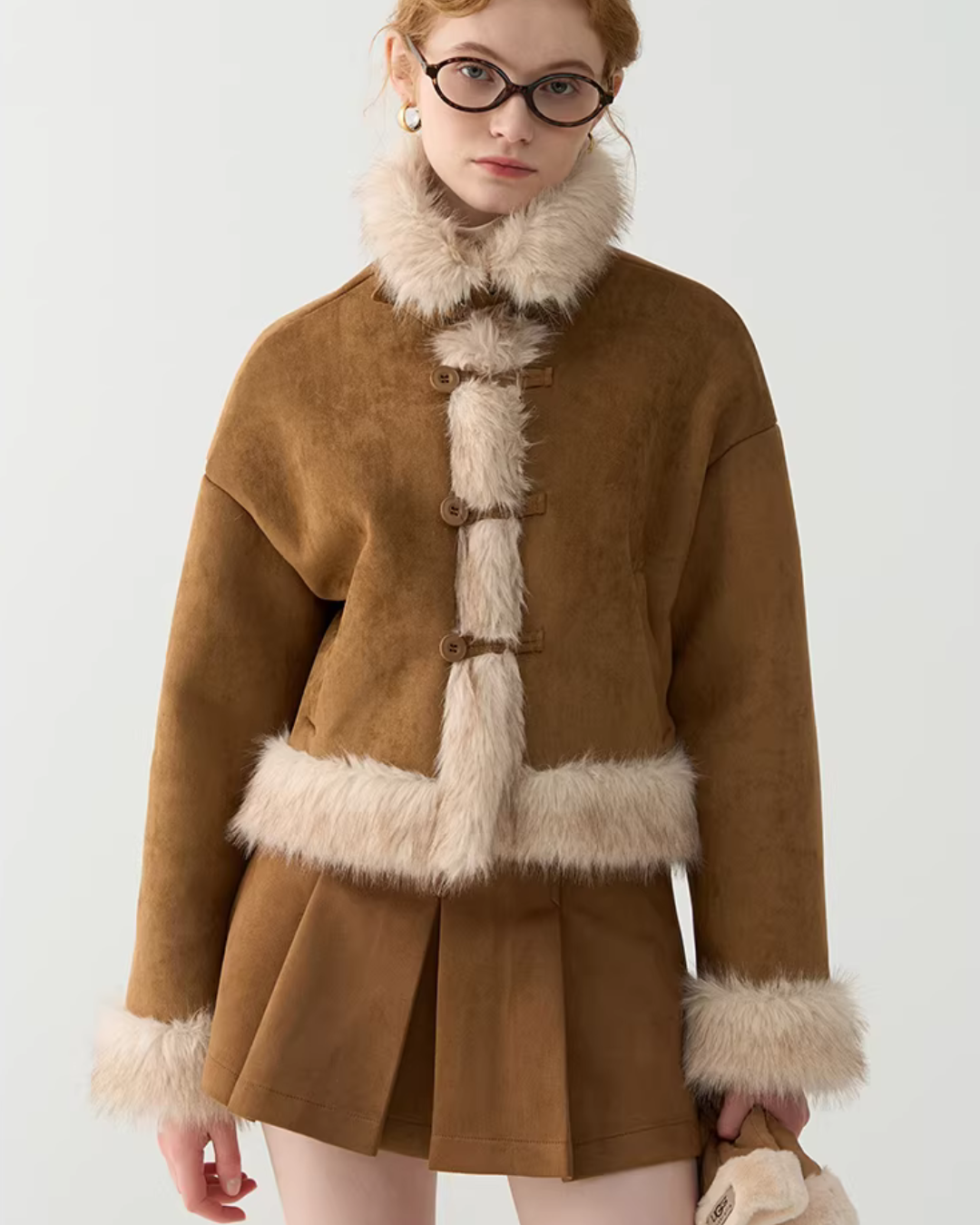 High-Neck Suede Mustang Coat JIU0027