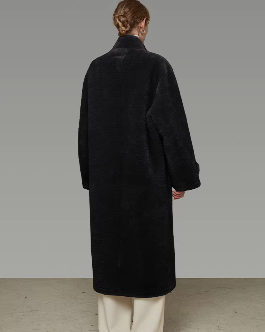 Stand Collar Toggle Fur Coat UNS0002