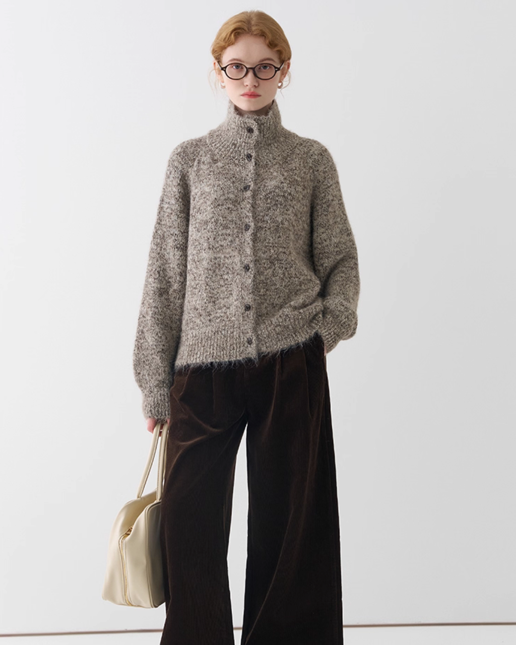 Stand Collar Knit Cardigan JIU0001