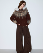 Fur Collar Nordic Knit Jacket MDB0005