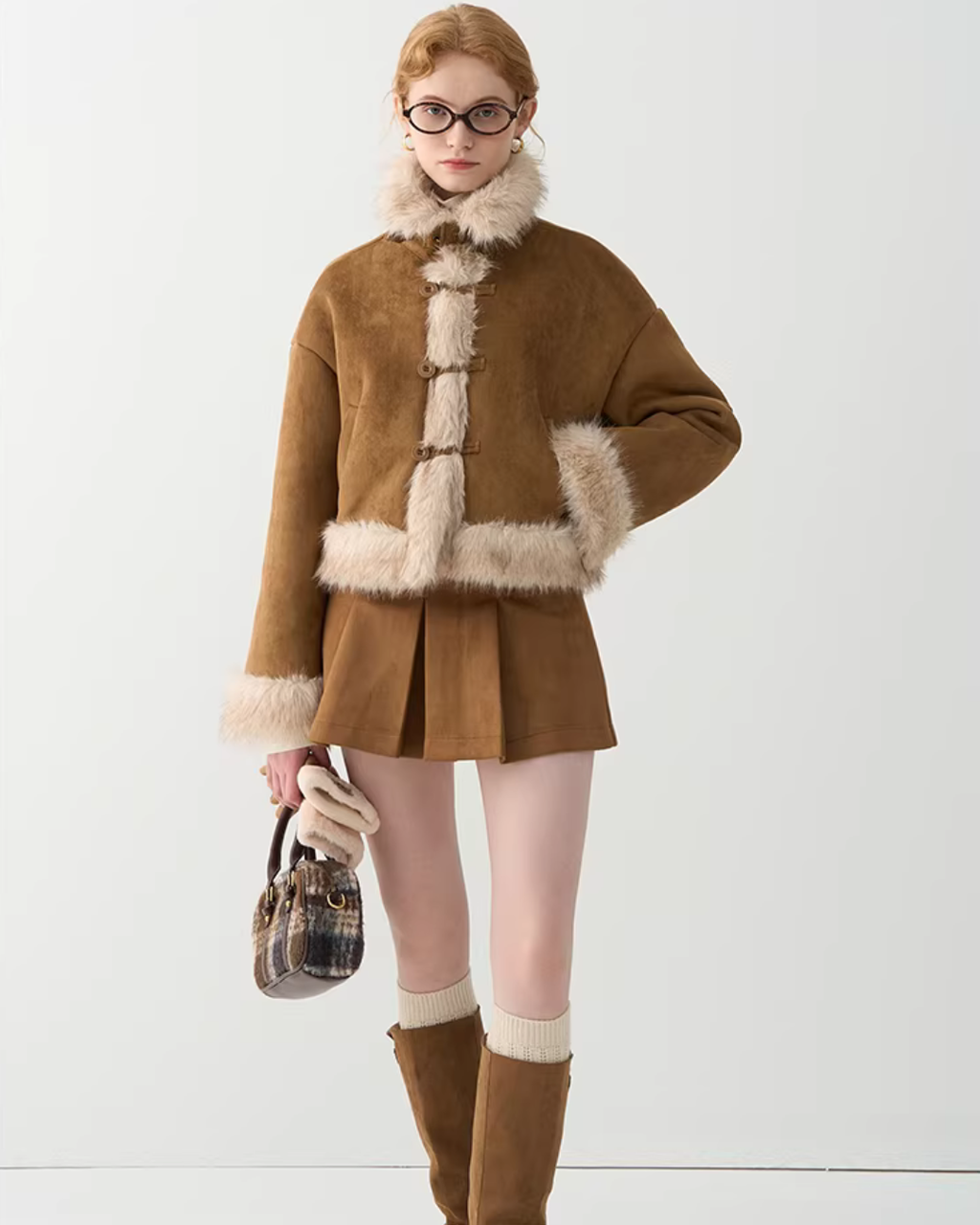 High-Neck Suede Mustang Coat JIU0027