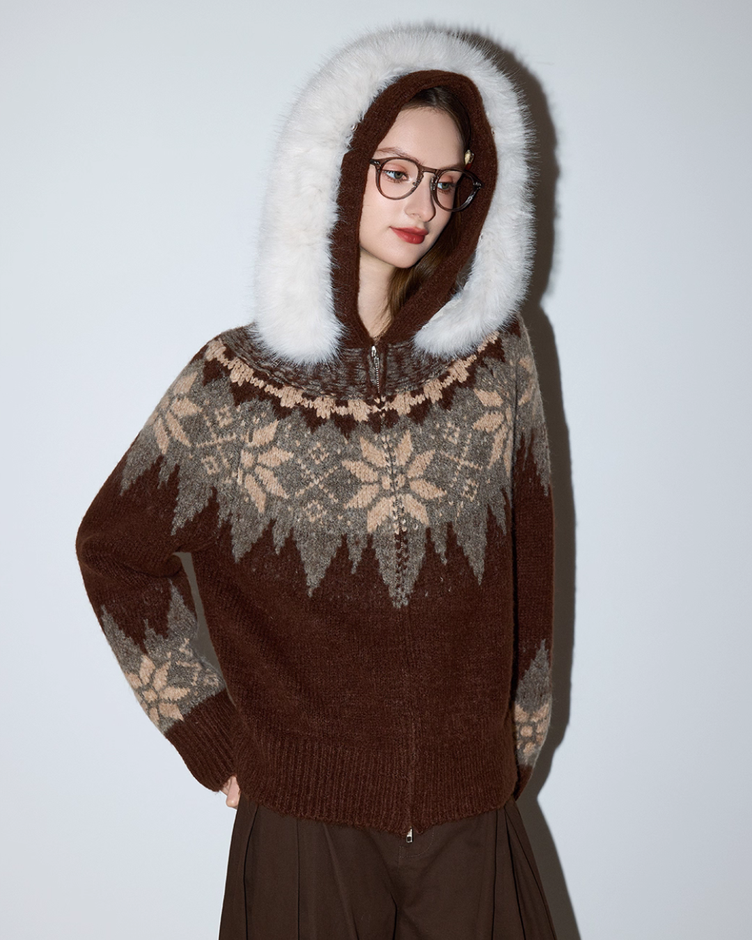 Fur Collar Nordic Knit Jacket MDB0005
