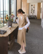 White Long-Sleeve Top / Vest / Skirt QAZ0002