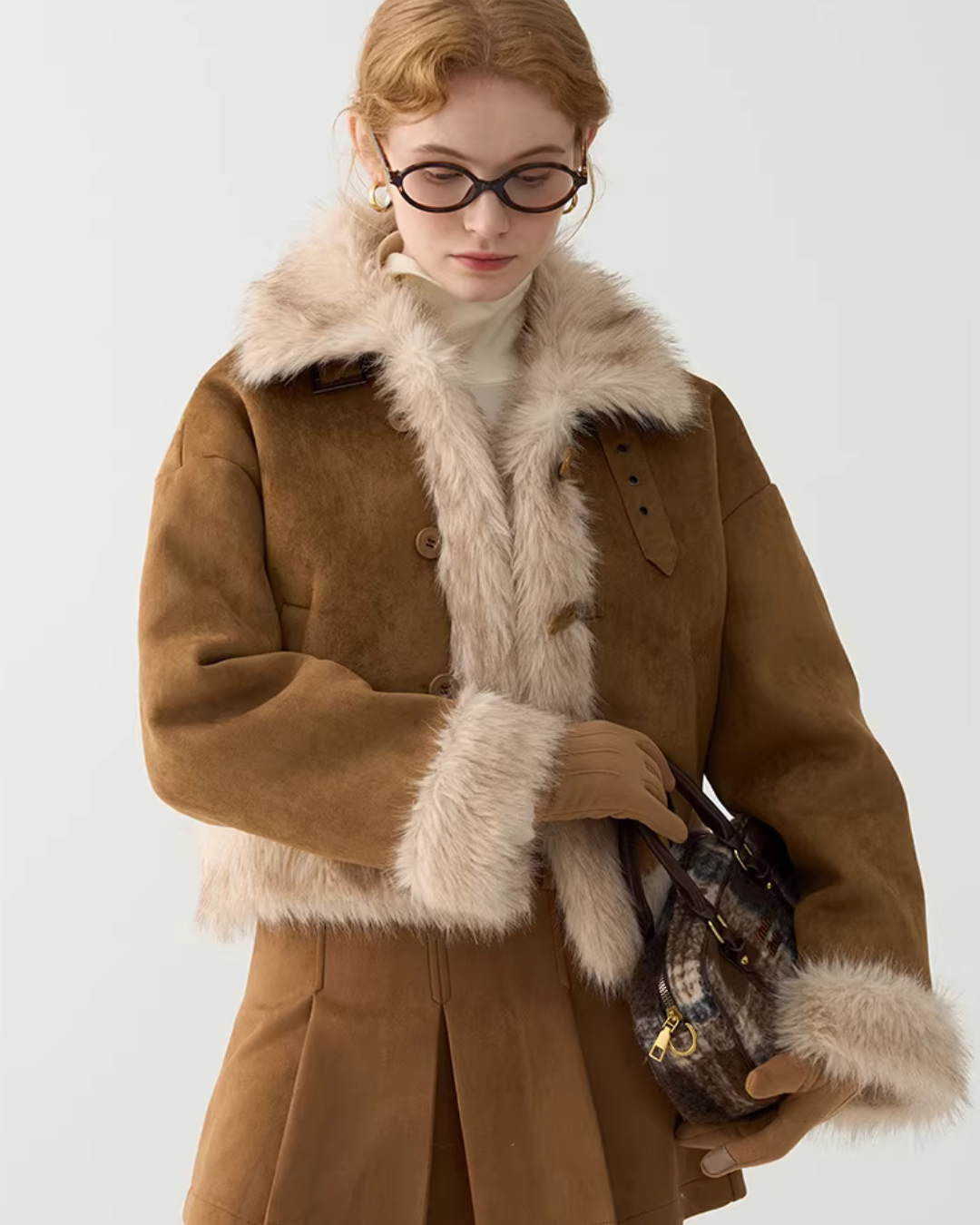 High-Neck Suede Mustang Coat JIU0027