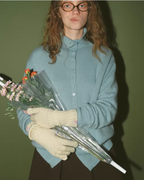 Wool Half-Turtleneck Knit Cardigan RLZ0013