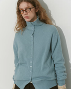 Wool Half-Turtleneck Knit Cardigan RLZ0013