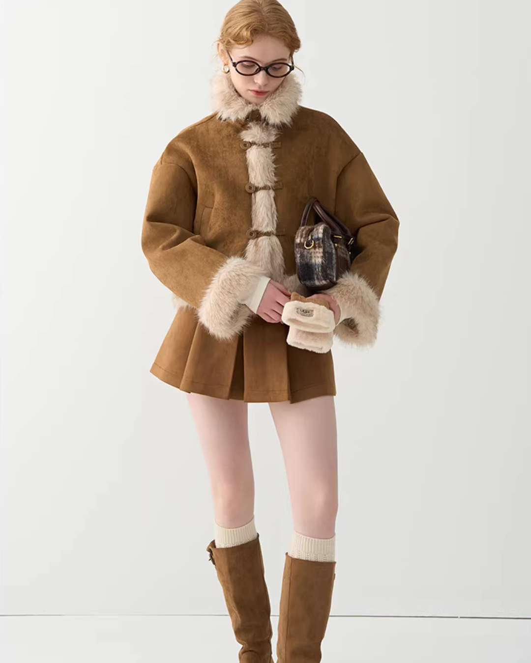 High-Neck Suede Mustang Coat JIU0027