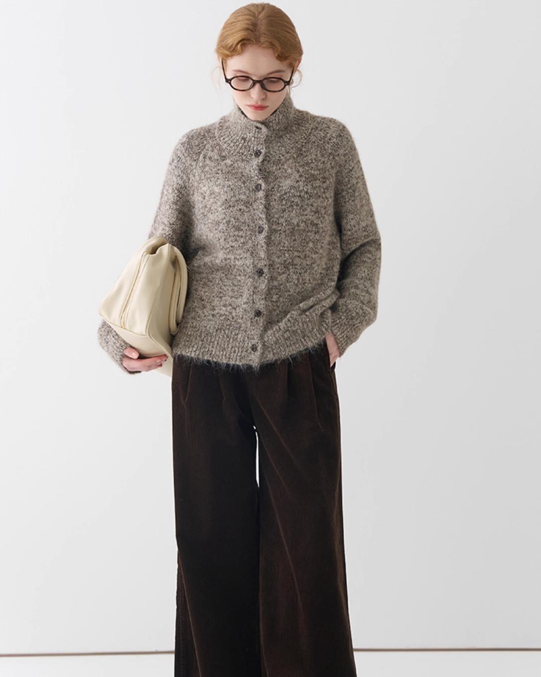 Stand Collar Knit Cardigan JIU0001