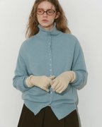 Wool Half-Turtleneck Knit Cardigan RLZ0013