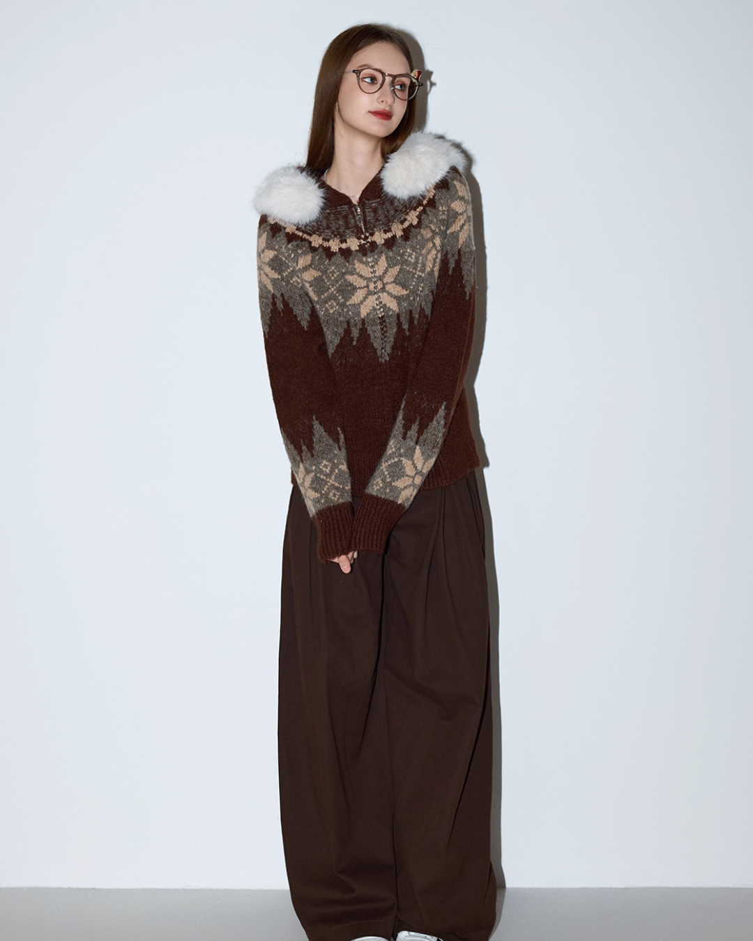 Fur Collar Nordic Knit Jacket MDB0005