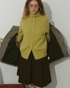 Wool Half-Turtleneck Knit Cardigan RLZ0013