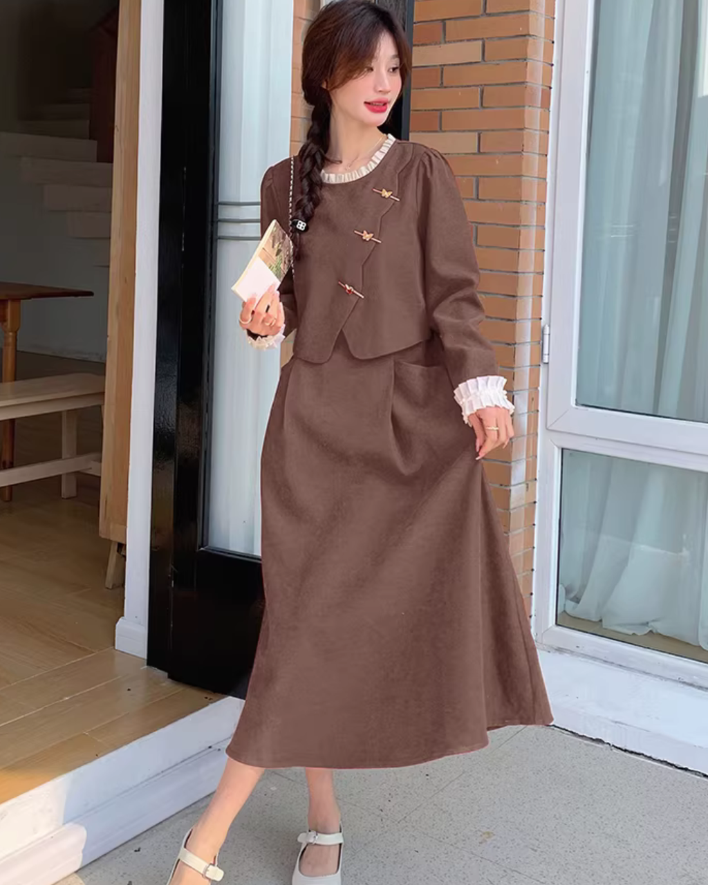 Pearl China Button Dress QAZ0084