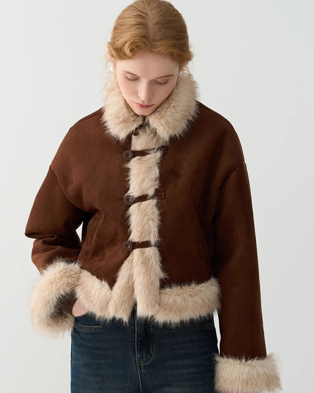 High-Neck Suede Mustang Coat JIU0027