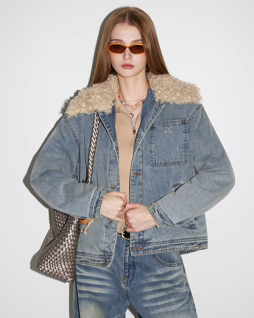 Fleece Collar Denim Jacket MDB0023