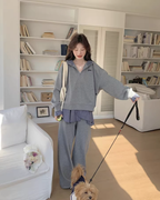Gingham Check Half-Zip Hoodie / Wide Pants QAZ0065
