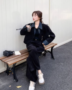Denim Layered Style Jacket / Wide Pants QAZ0003