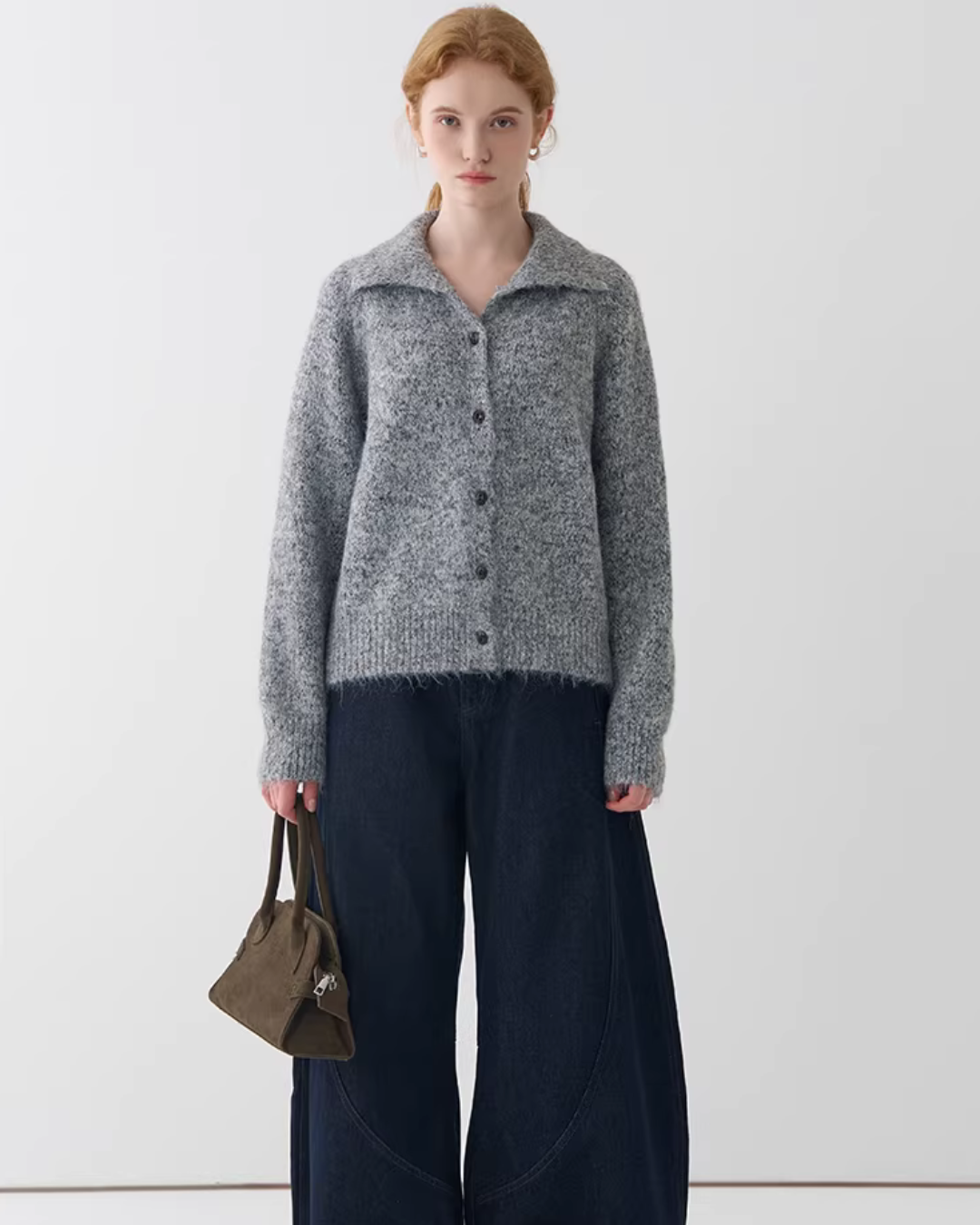 Stand Neck Knit Cardigan JIU0043