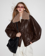 Fur Collar Leather Jacket MDB0012