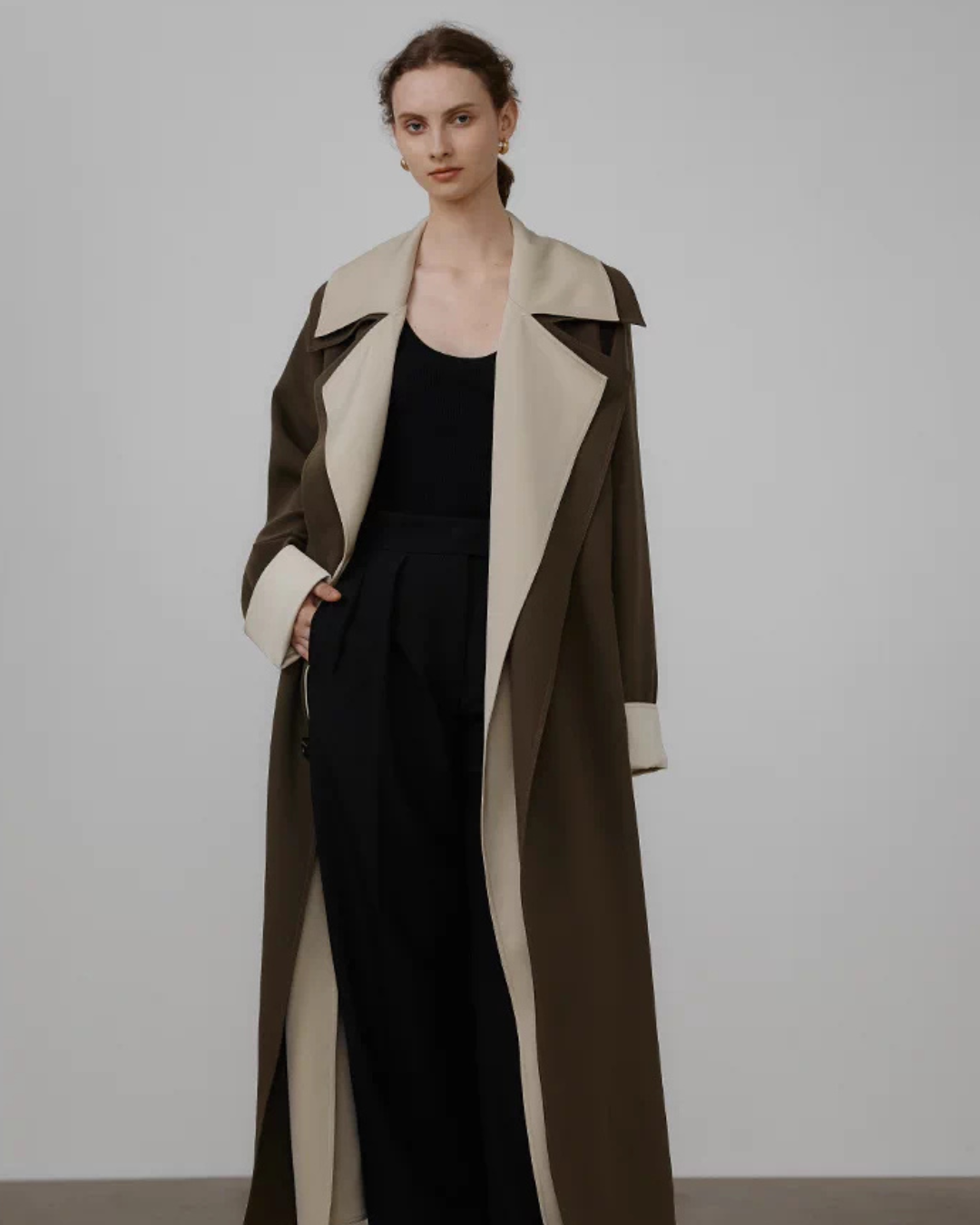 Color Block Trench Coat UNS0020