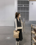 White Long-Sleeve Top / Vest / Skirt QAZ0002