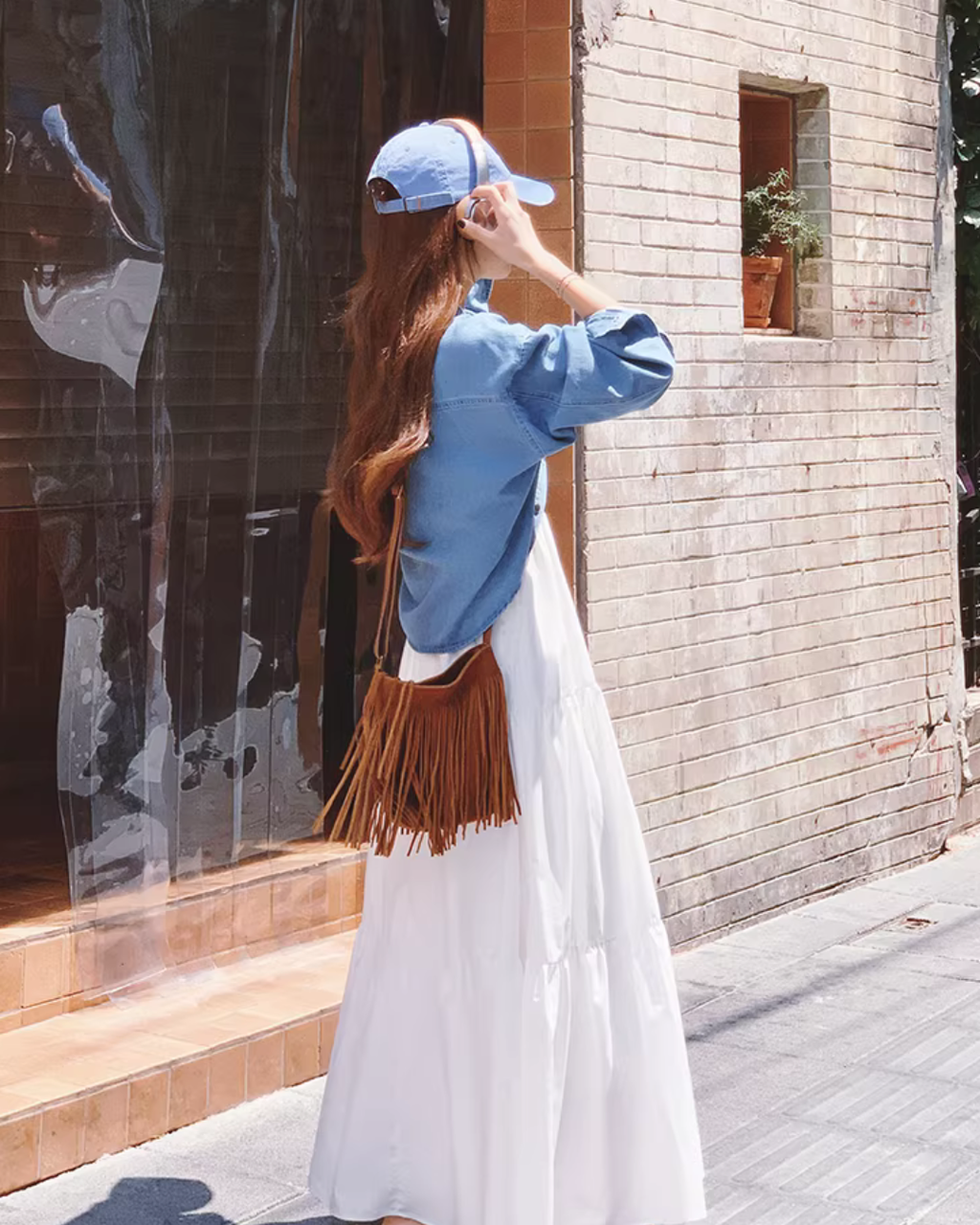 Denim Shirt / Cami Flare Dress QAZ0029