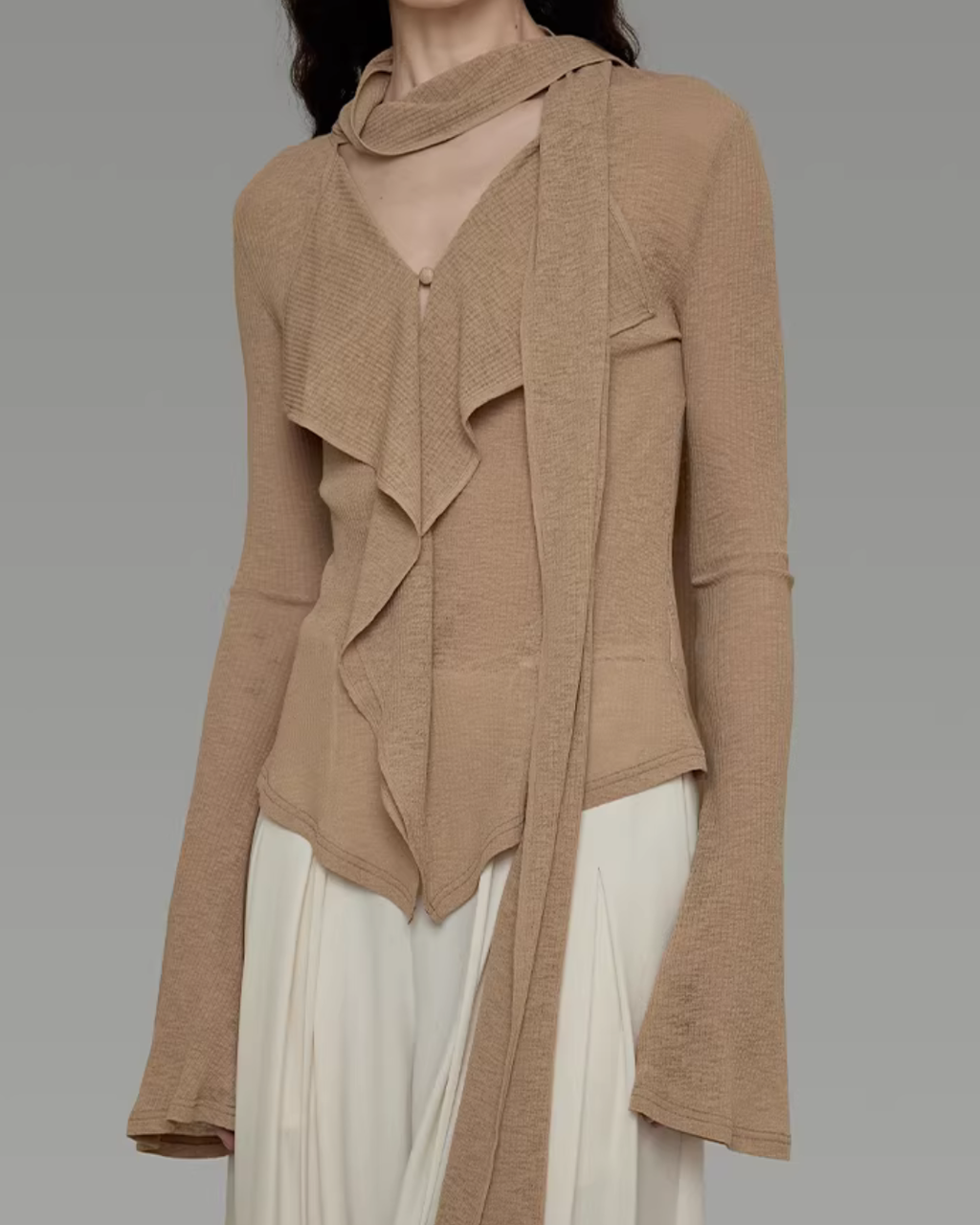 Bow-Tie Flare Sleeve Blouse UNS0006