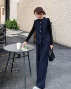 Silver Button Tweed Vest / Wide Pants QAZ0047