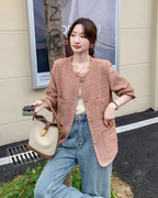 Retro Pink Tweed Jacket QAZ0011