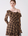Ruffle Plaid Short Dress JIU0018